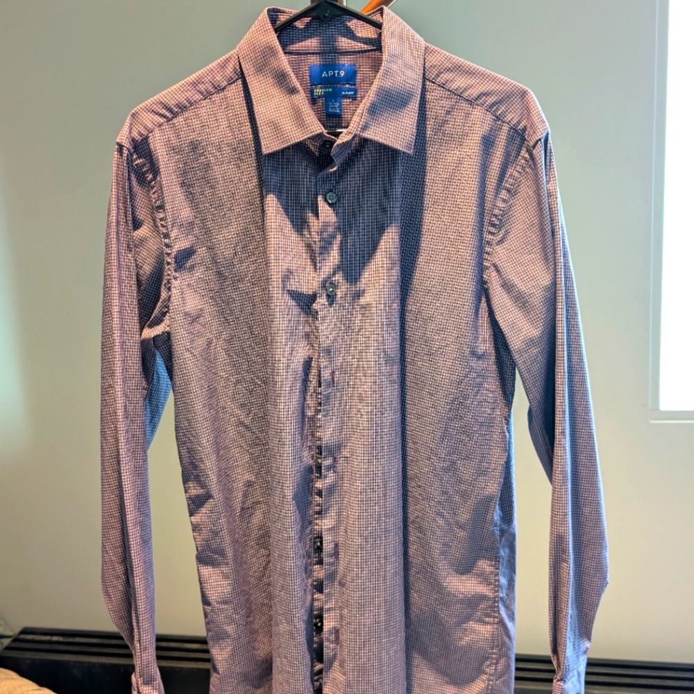 Apt. 9 Men's Purple w/ White Stripes Button Down Shirt